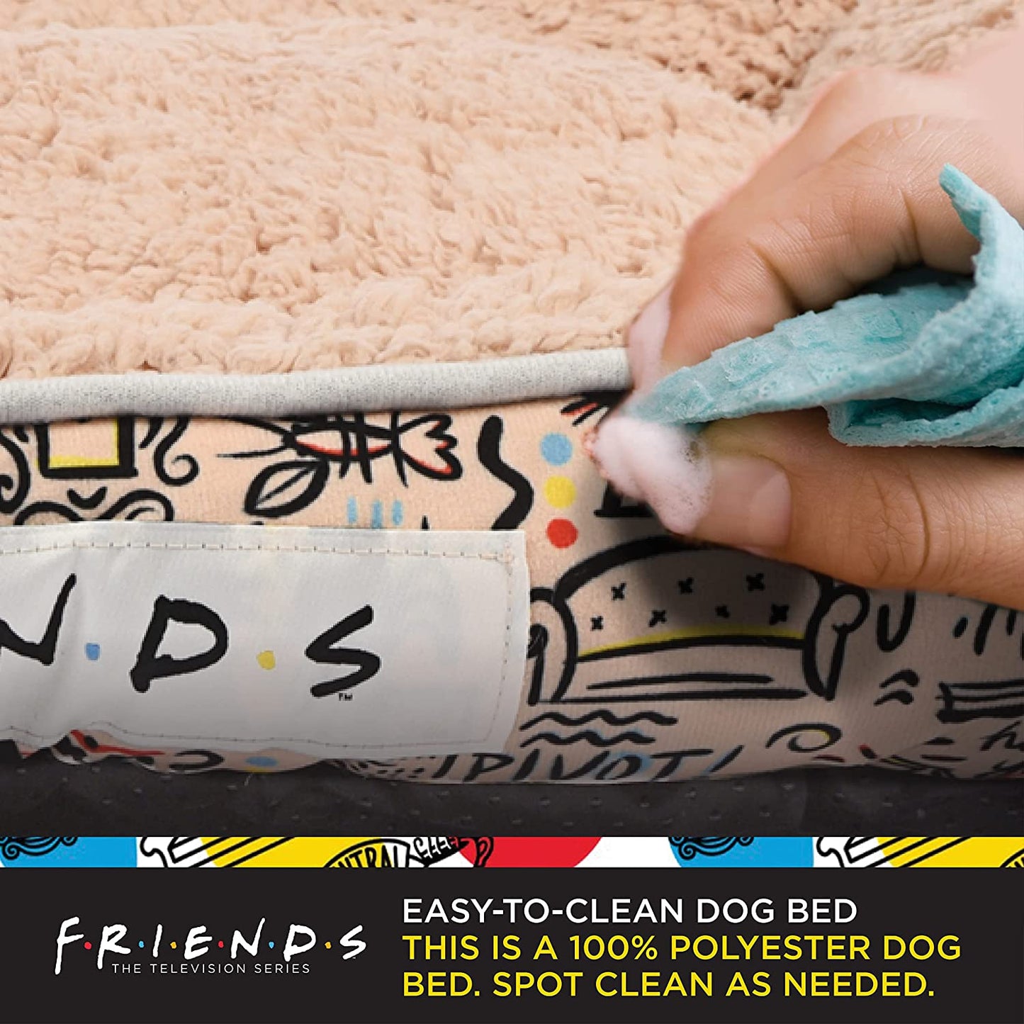 City Doodle Cuddler Dog Bed | Durable Washable Elevated Pet Mat from Warner Bros | Friends TV Show Merchandise for Dogs