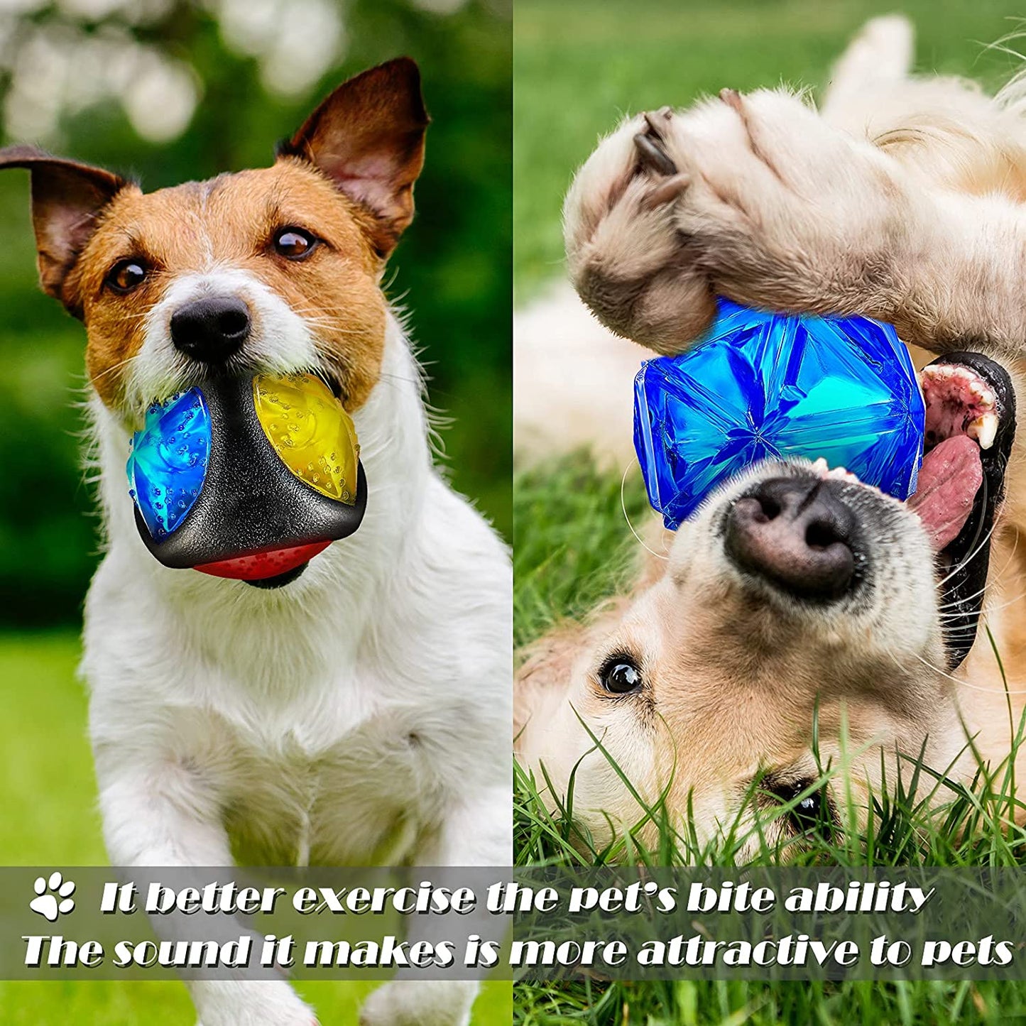 4 Pieces Light up Dog Ball Spiny Light up Dog Ball Flashing LED Dog Ball for Dog