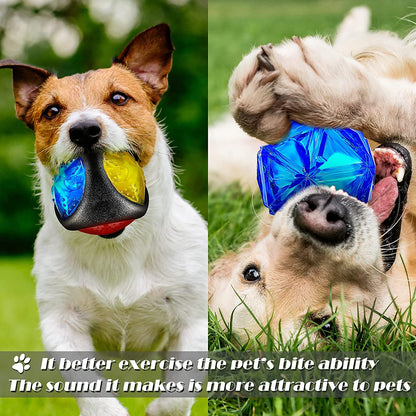 4 Pieces Light up Dog Ball Spiny Light up Dog Ball Flashing LED Dog Ball for Dog