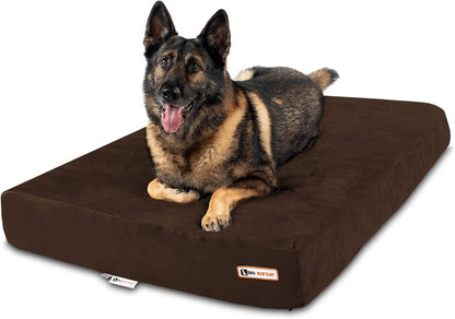 Barker Beds Sleek Extra Large Dog Bed (XL, Chocolate) – 7" Thick Soft & Comfortable Orthopedic Cushion – XL Dog Bed – Durable & Washable Microsuede Cover – Made in USA