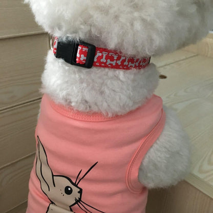 New Year Dog Collar and Leash Set, Adjustable Nylon Collar with Matching Leash for Small Dogs, Foil Printing Dog Bone Pattern, Red